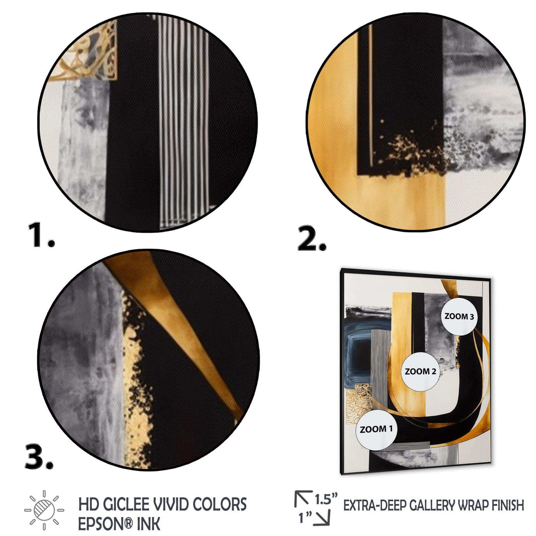 Glam Gold And Black Expression III - Modern Living Room Wall Decor