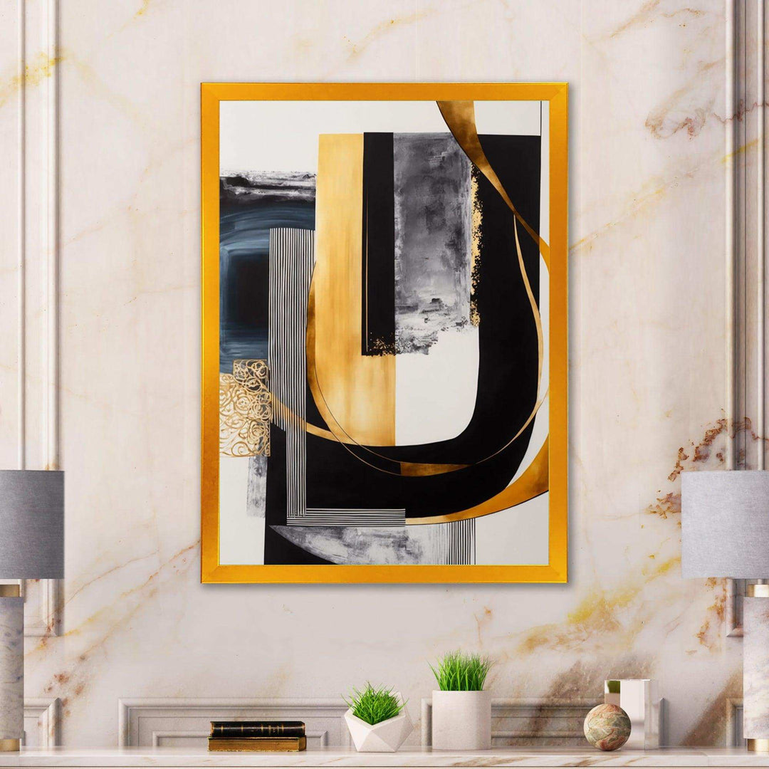 Glam Gold And Black Expression III - Modern Living Room Wall Decor