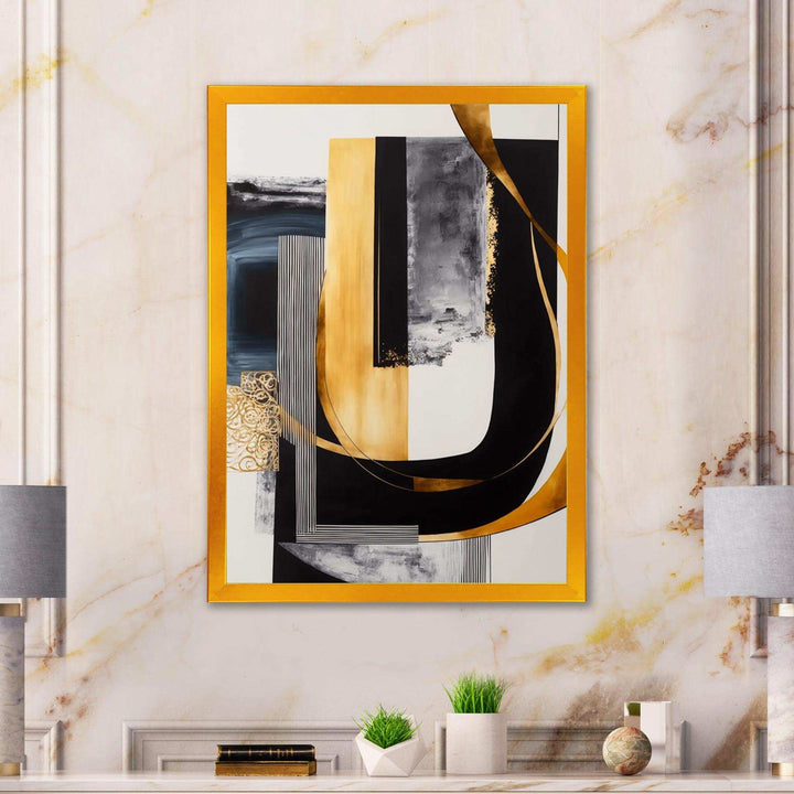 Glam Gold And Black Expression III - Modern Living Room Wall Decor