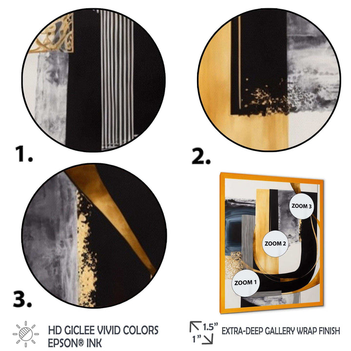 Glam Gold And Black Expression III - Modern Living Room Wall Decor