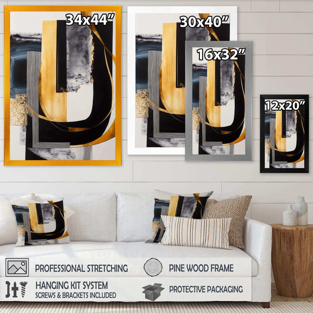 Glam Gold And Black Expression III - Modern Living Room Wall Decor