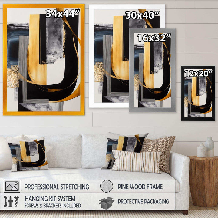 Glam Gold And Black Expression III - Modern Living Room Wall Decor