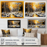 Monochrome Golden Birch Trees By The River I