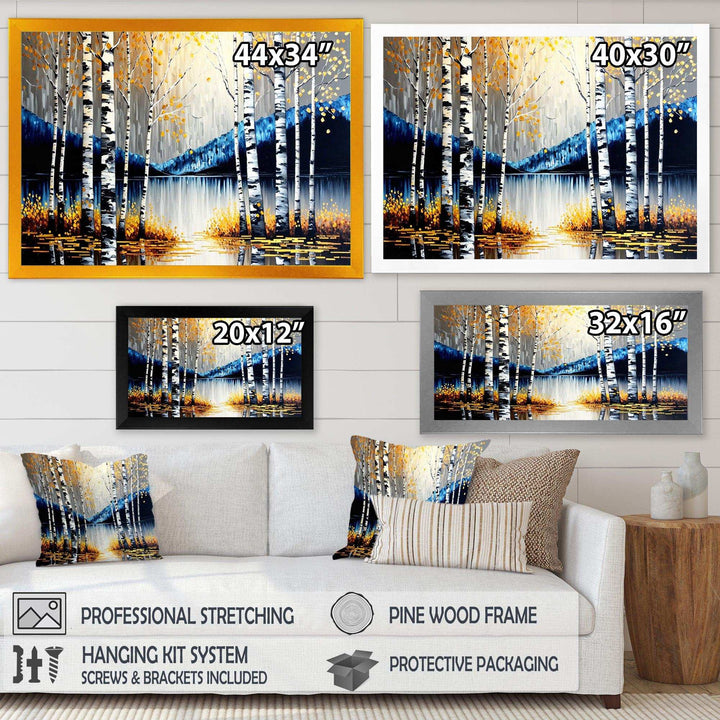 Monochrome Golden Birch Trees By The River IV