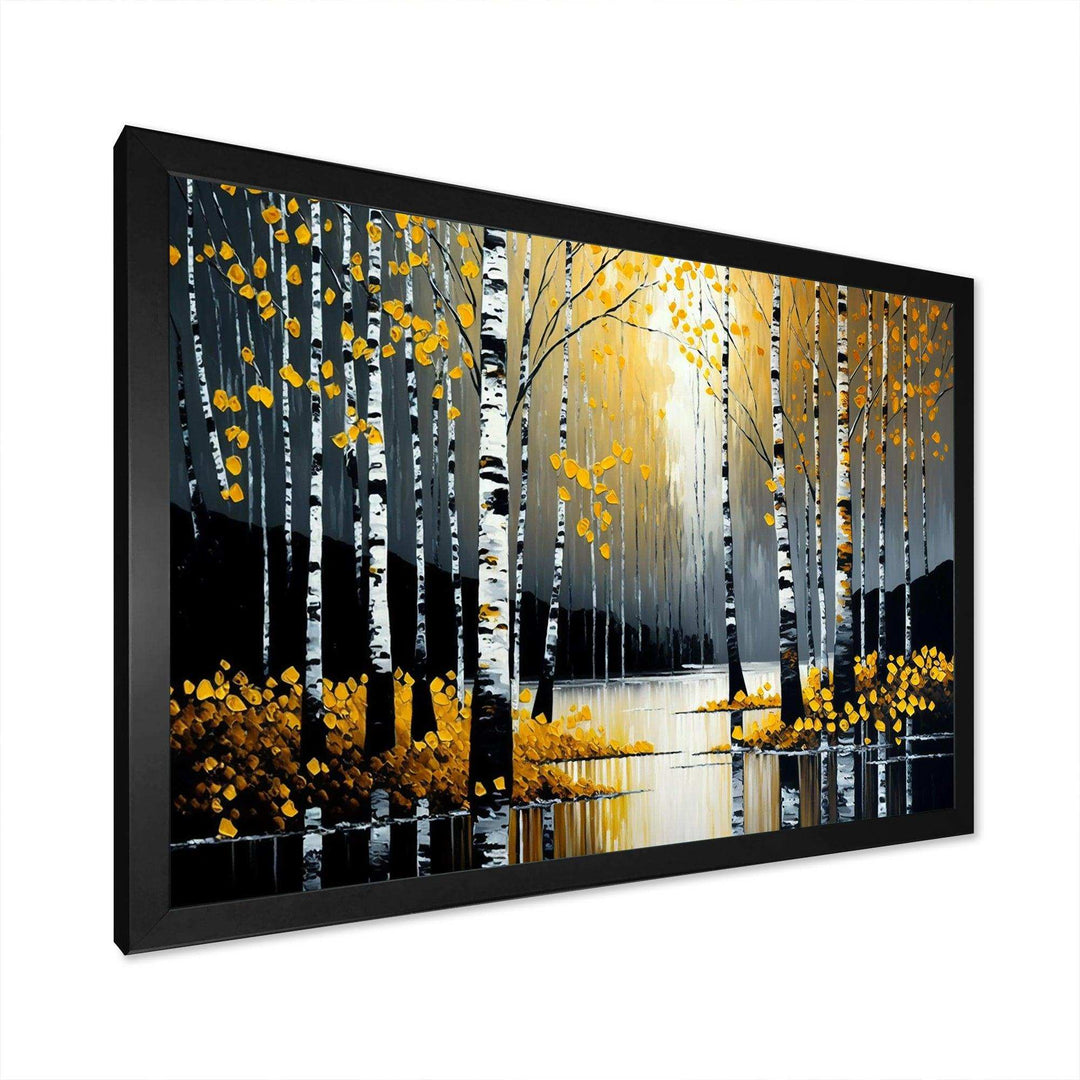 Monochrome Golden Birch Trees By The River V