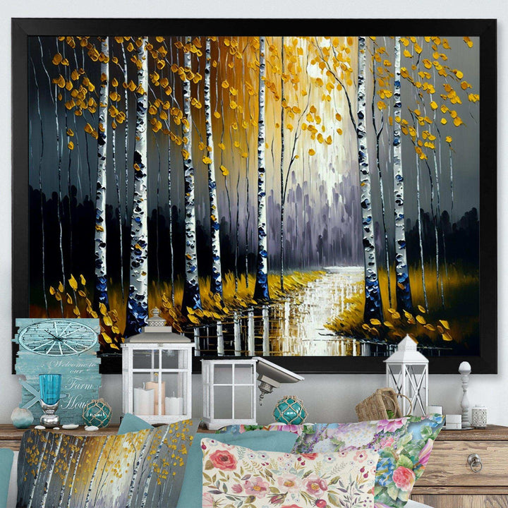 Monochrome Golden Birch Trees By The River II