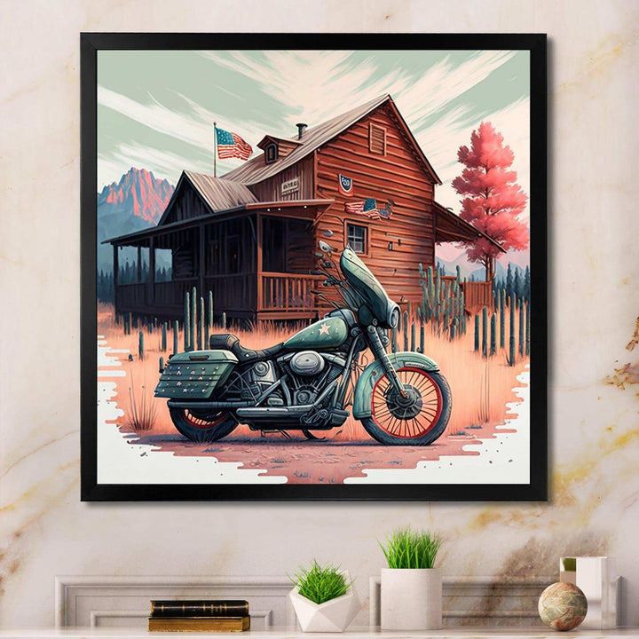 Motorcycle Parked At The Cabin V