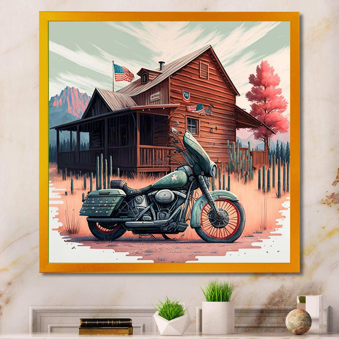 Motorcycle Parked At The Cabin V
