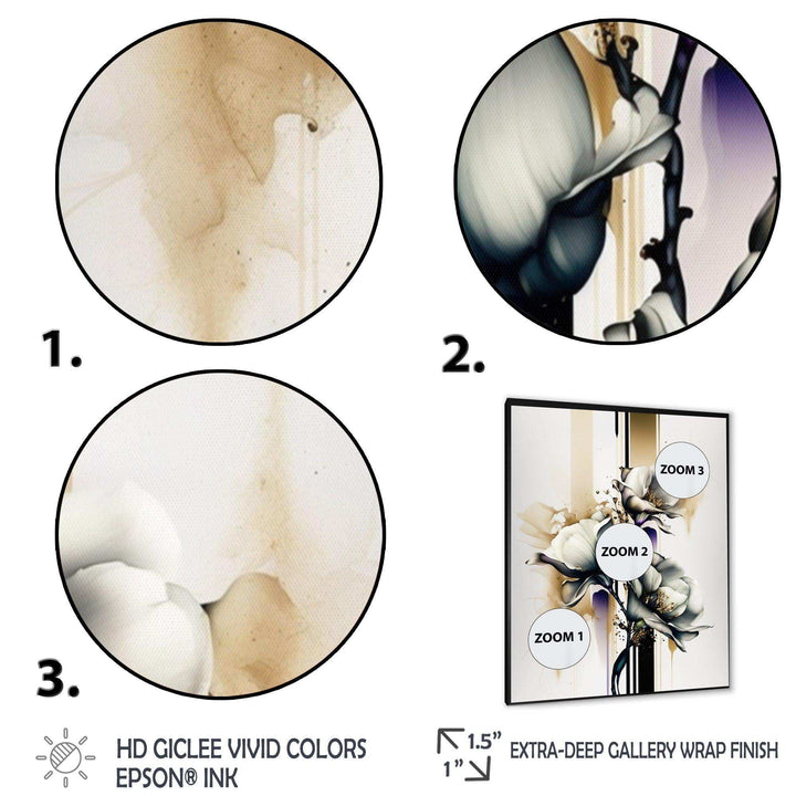 White Orchid Flower On Golden Beige Paint I
