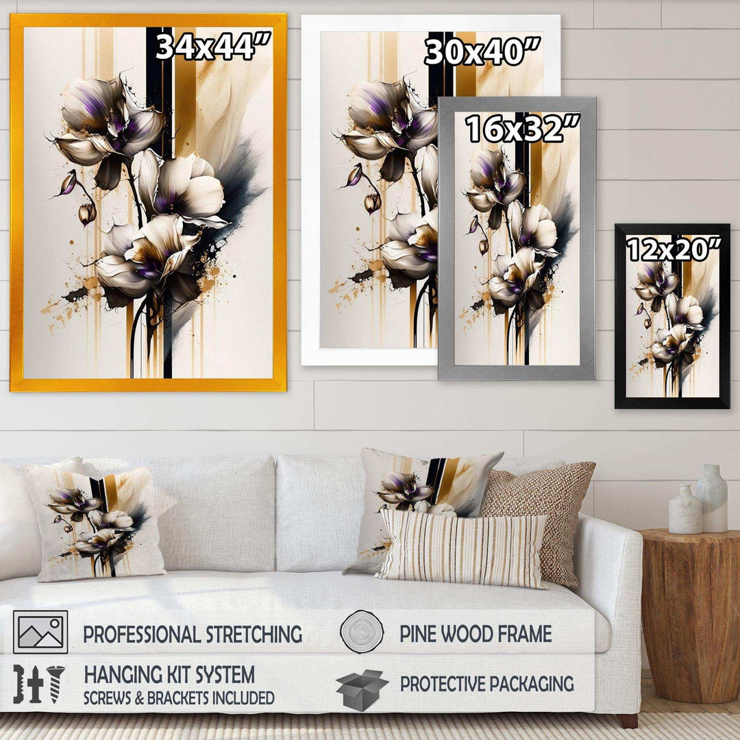 White Orchid Flower On Golden Beige Paint II