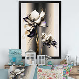 White Orchid Flower On Golden Beige Paint III