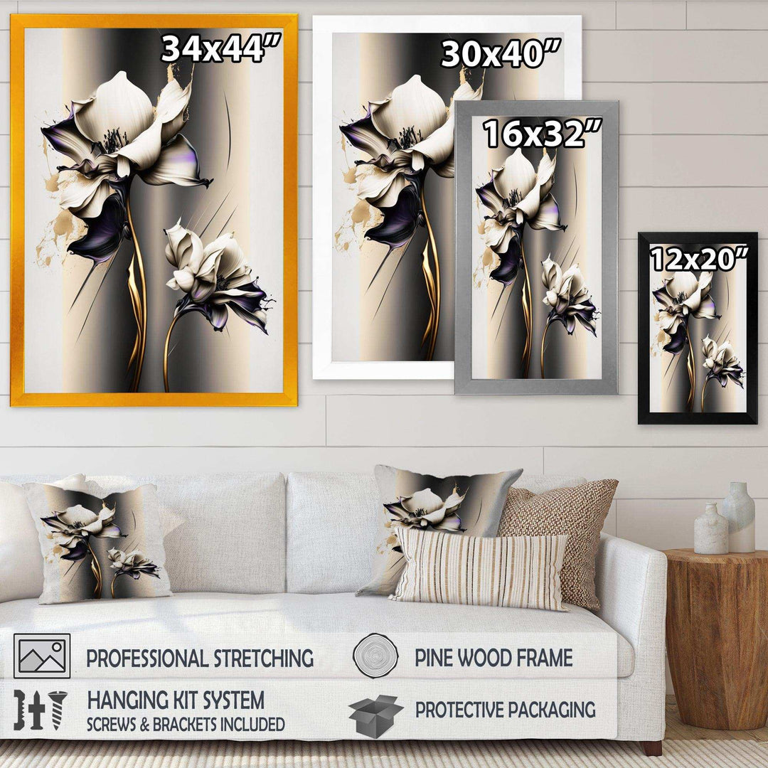 White Orchid Flower On Golden Beige Paint III