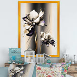 White Orchid Flower On Golden Beige Paint III