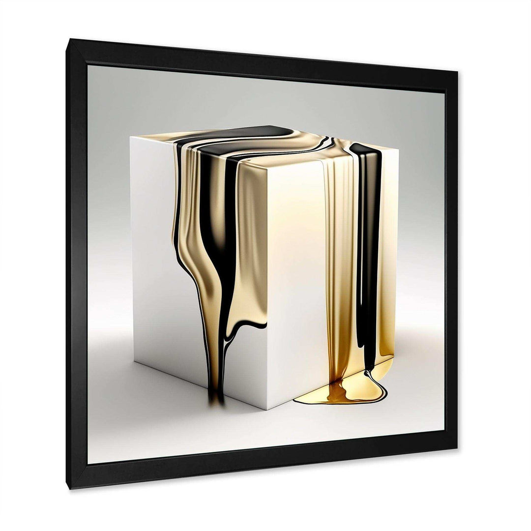 Black And Gold Cubic Expression I - Modern Living Room Wall Decor