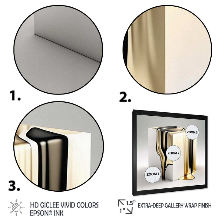 Black And Gold Cubic Expression I - Modern Living Room Wall Decor