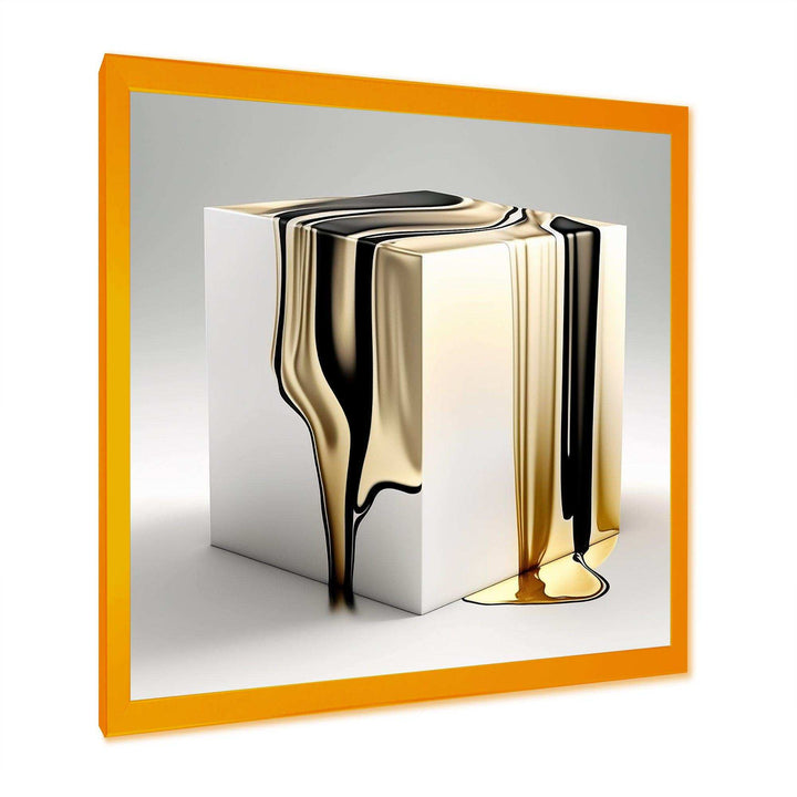 Black And Gold Cubic Expression I - Modern Living Room Wall Decor