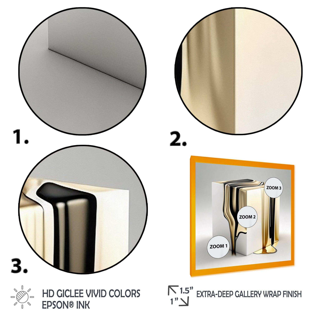 Black And Gold Cubic Expression I - Modern Living Room Wall Decor