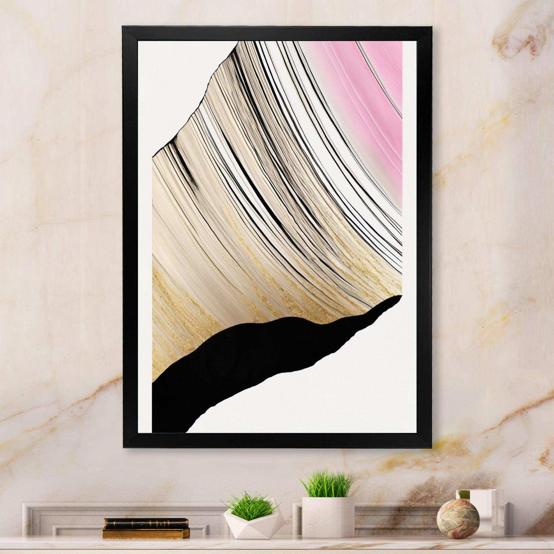 Minimalism Pink And Gold Cubic Fusion I - Modern Canvas Wall Art