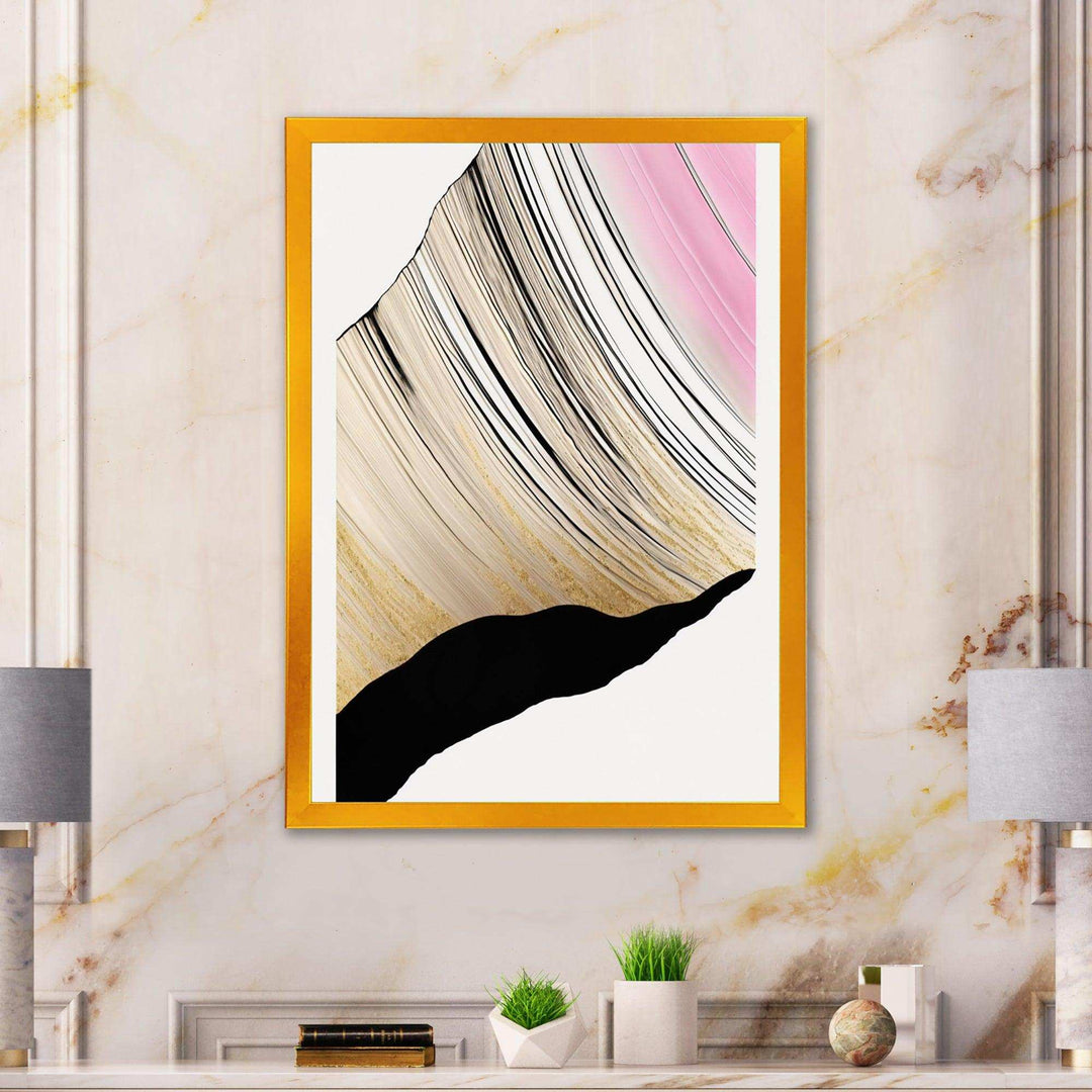 Minimalism Pink And Gold Cubic Fusion I - Modern Canvas Wall Art
