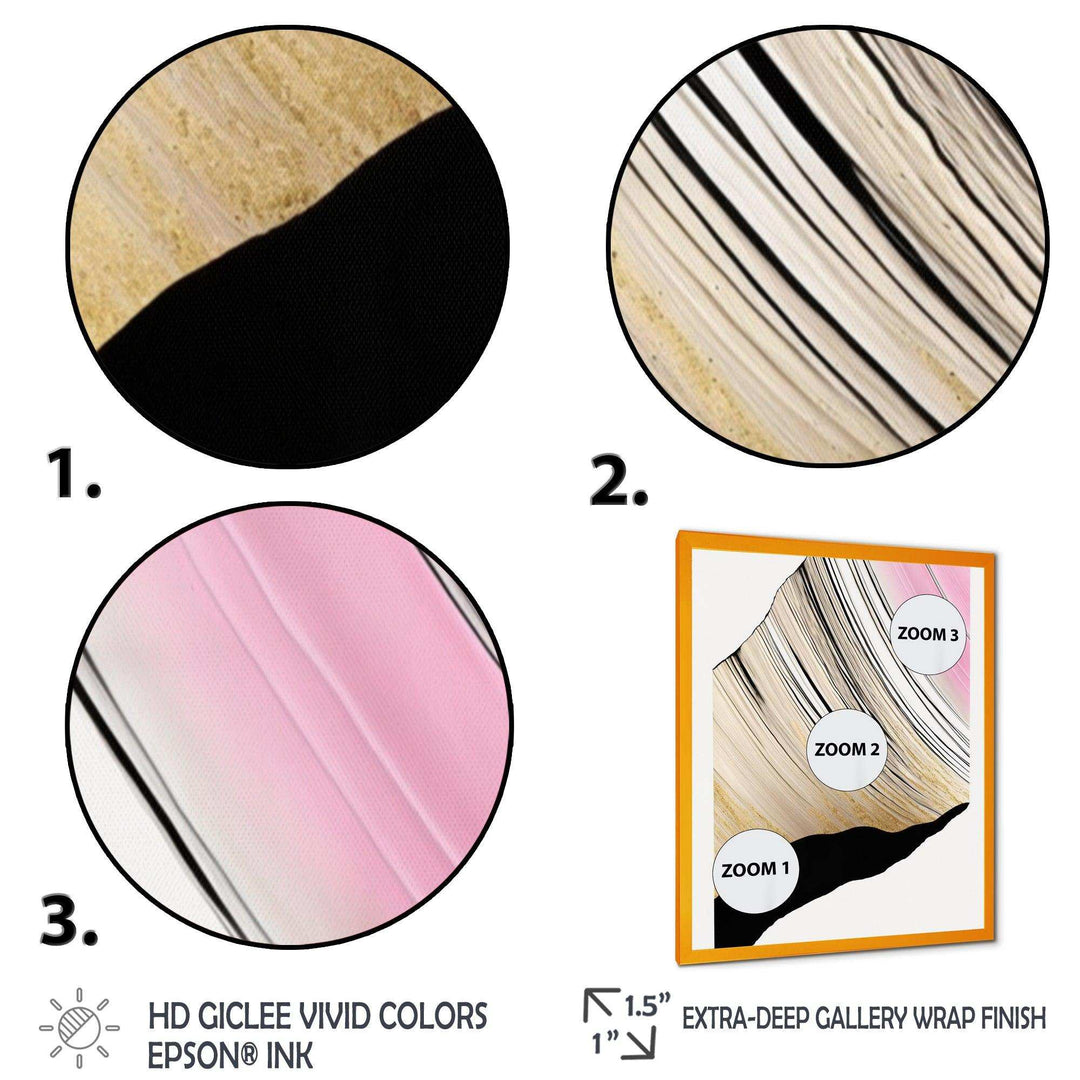 Minimalism Pink And Gold Cubic Fusion I - Modern Canvas Wall Art