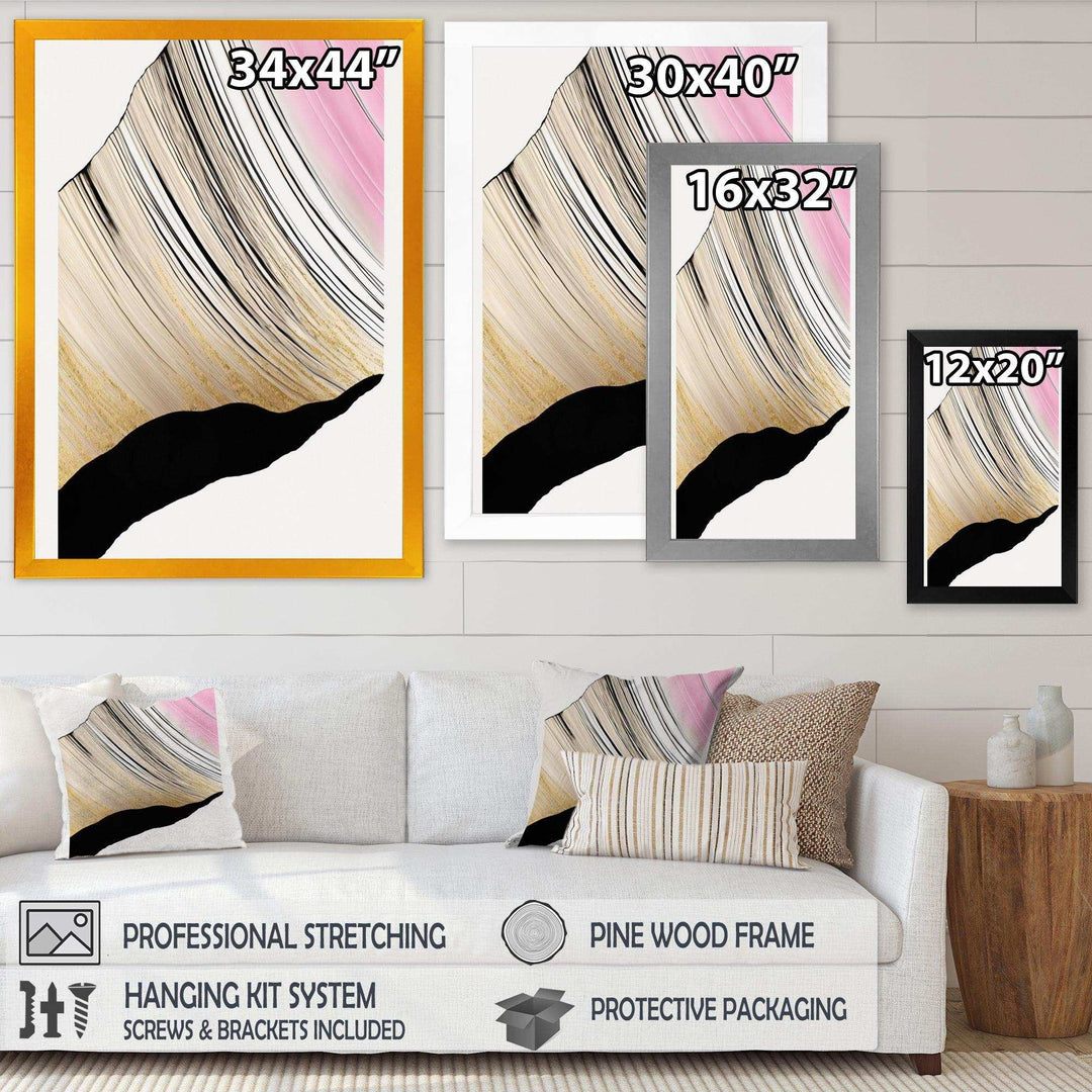 Minimalism Pink And Gold Cubic Fusion I - Modern Canvas Wall Art