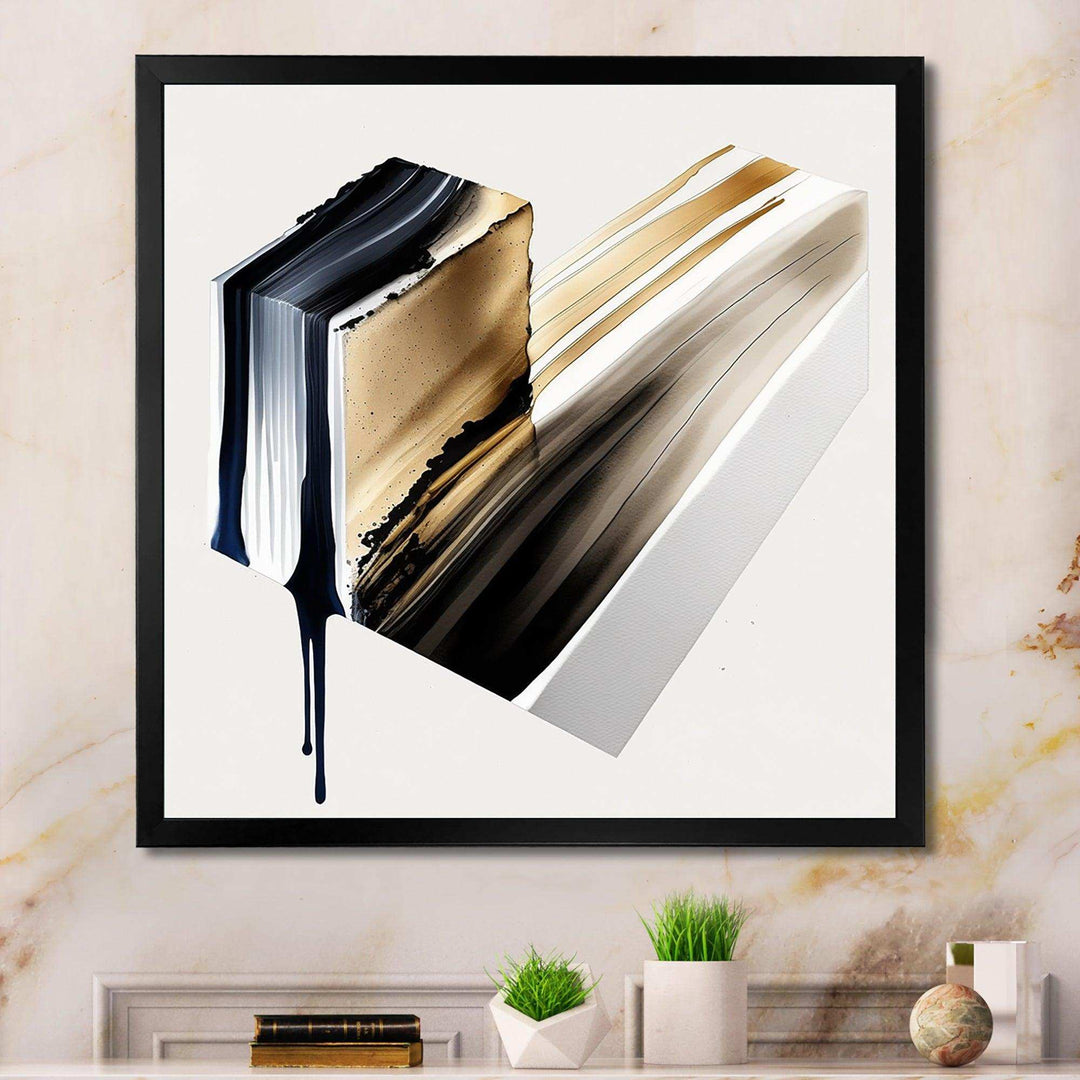Black And Gold Cubic Expression II - Modern Bedroom Wall Art