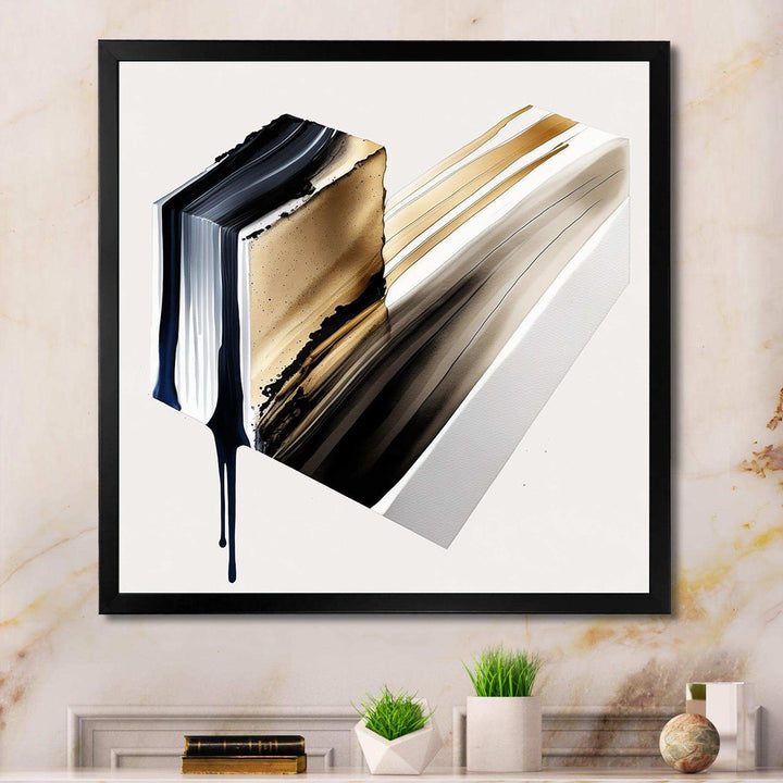 Black And Gold Cubic Expression II - Modern Bedroom Wall Art