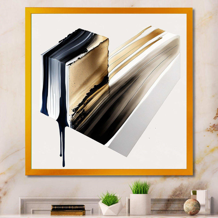 Black And Gold Cubic Expression II - Modern Bedroom Wall Art