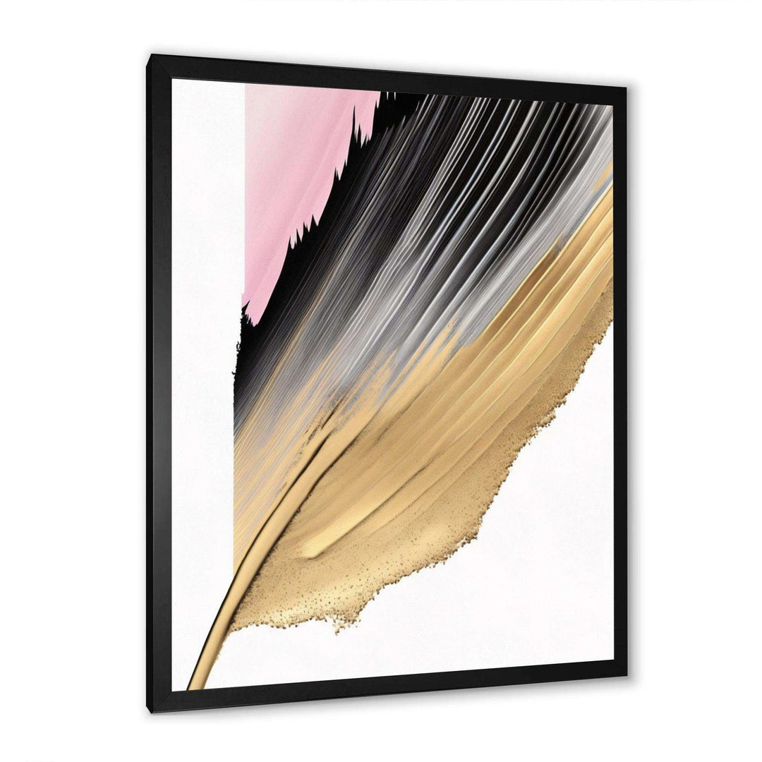 Minimalism Pink And Gold Cubic Fusion II - Modern Living Room Wall Decor