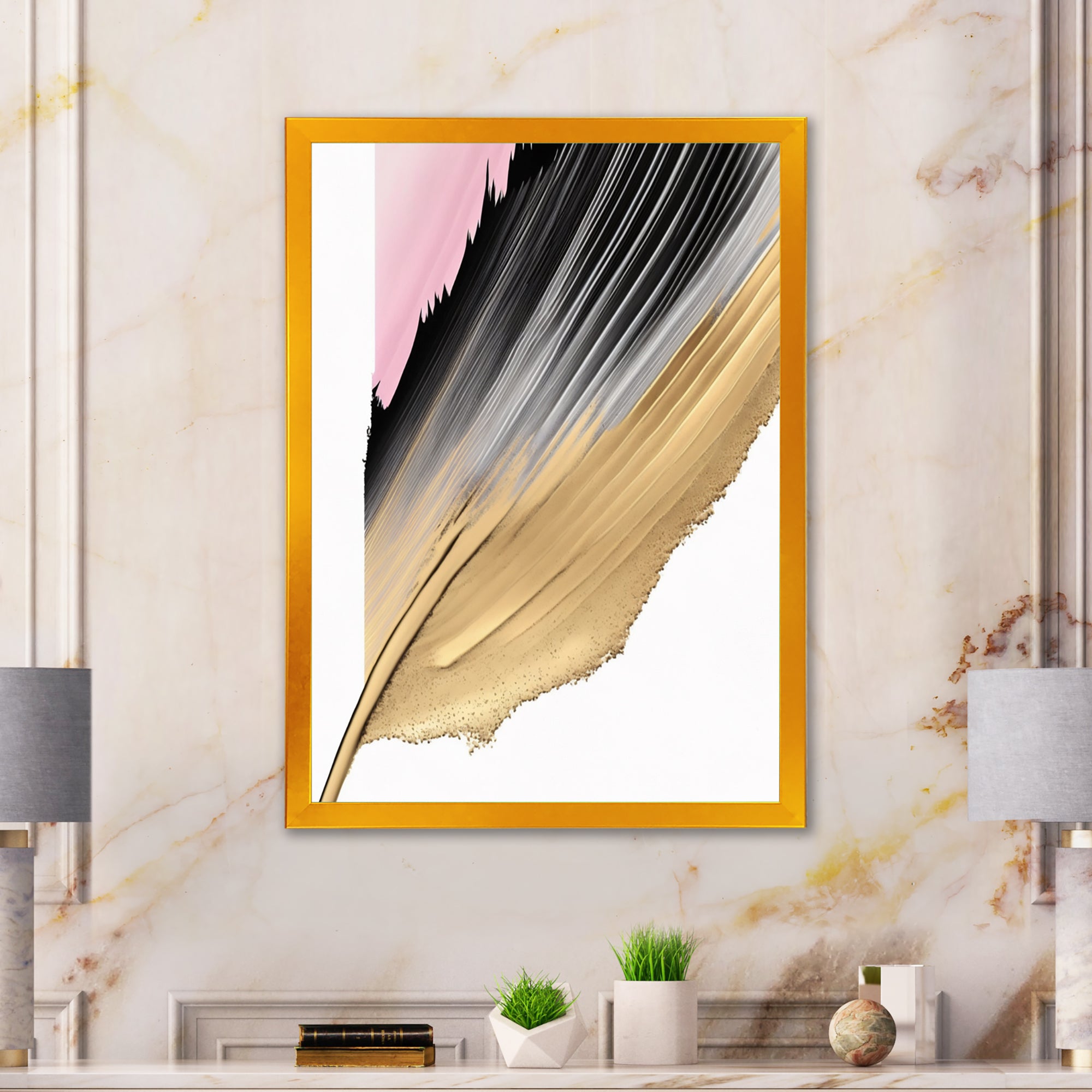 Minimalism Pink And Gold Cubic Fusion II