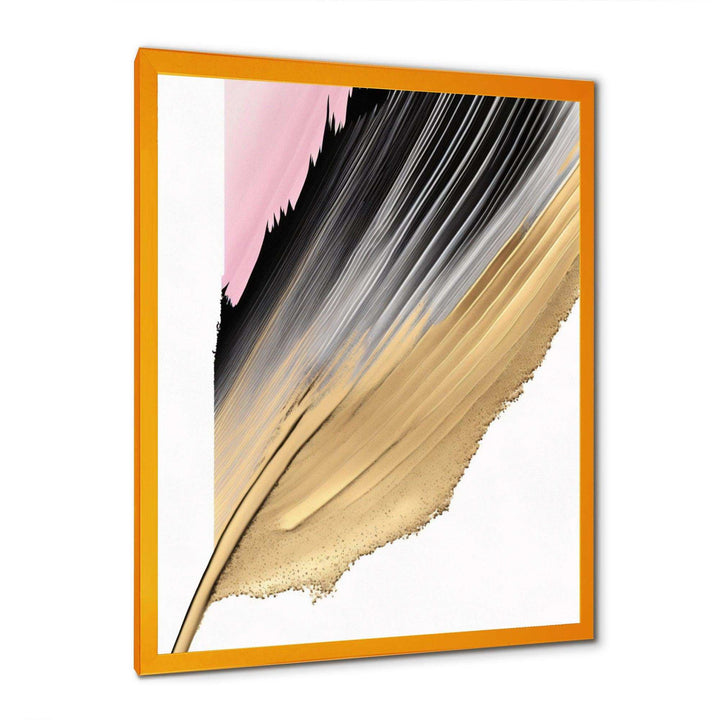 Minimalism Pink And Gold Cubic Fusion II - Modern Living Room Wall Decor