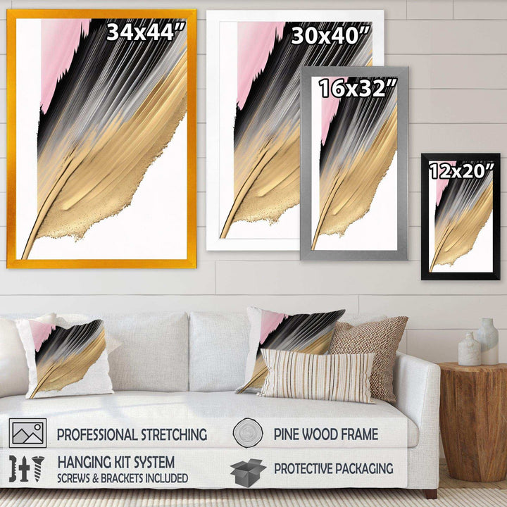 Minimalism Pink And Gold Cubic Fusion II - Modern Living Room Wall Decor