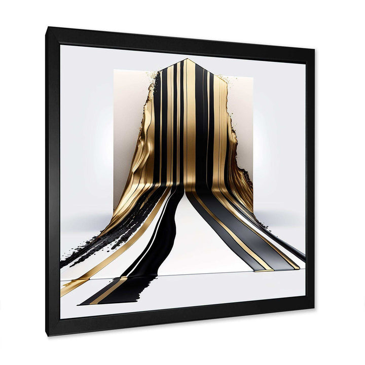 Black And Gold Cubic Expression V - Modern Bedroom Wall Art