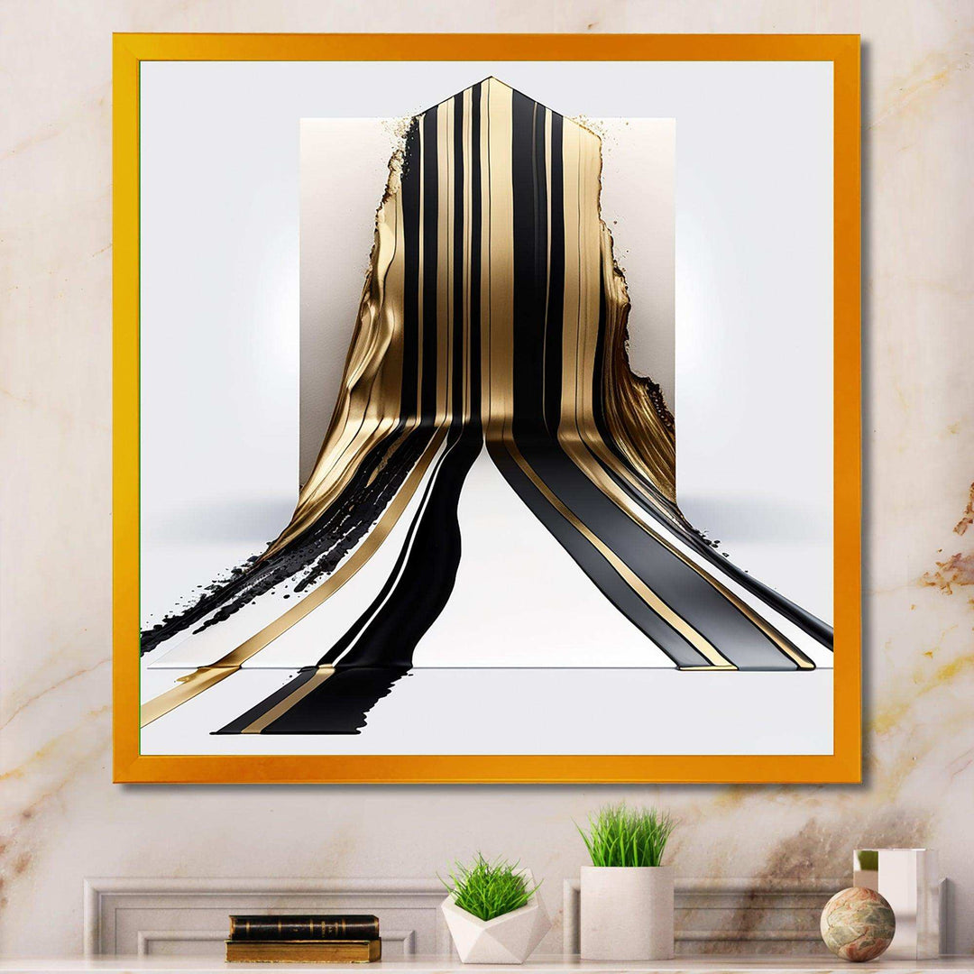 Black And Gold Cubic Expression V - Modern Bedroom Wall Art