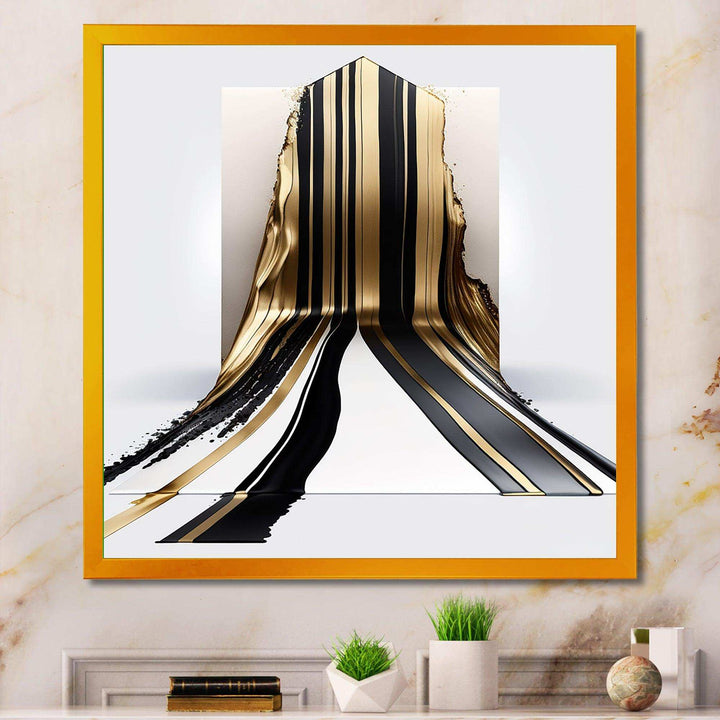 Black And Gold Cubic Expression V - Modern Bedroom Wall Art