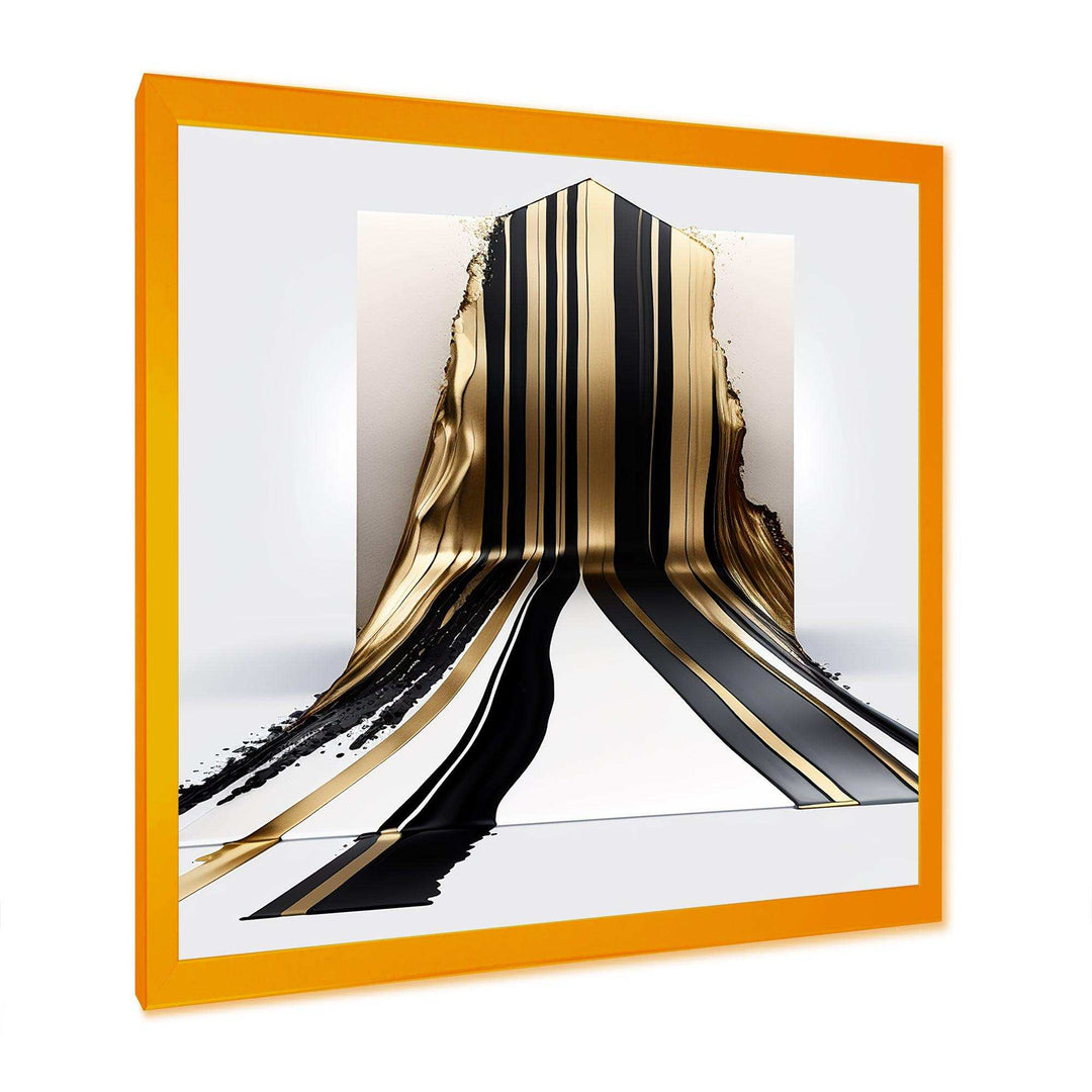 Black And Gold Cubic Expression V - Modern Bedroom Wall Art