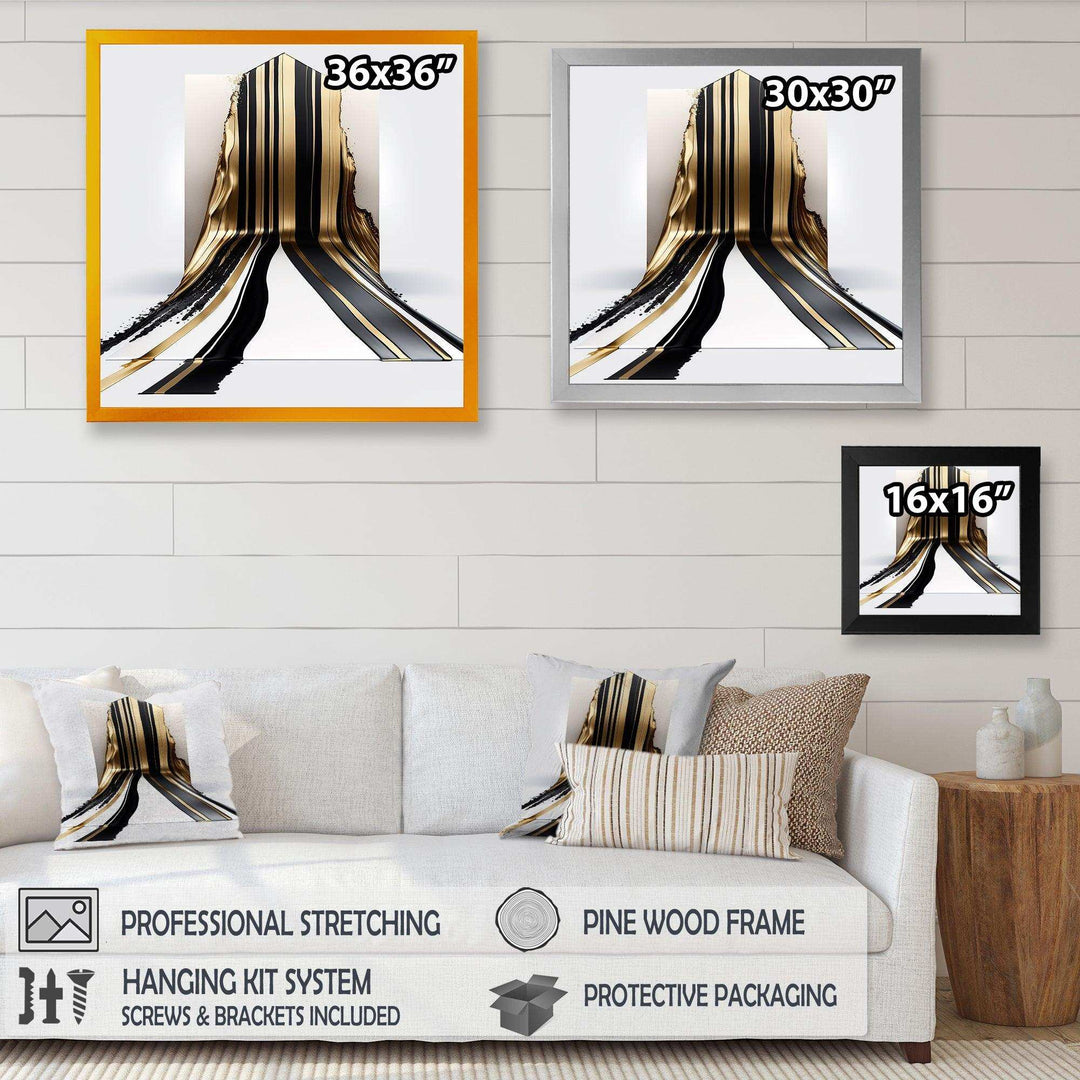 Black And Gold Cubic Expression V - Modern Bedroom Wall Art