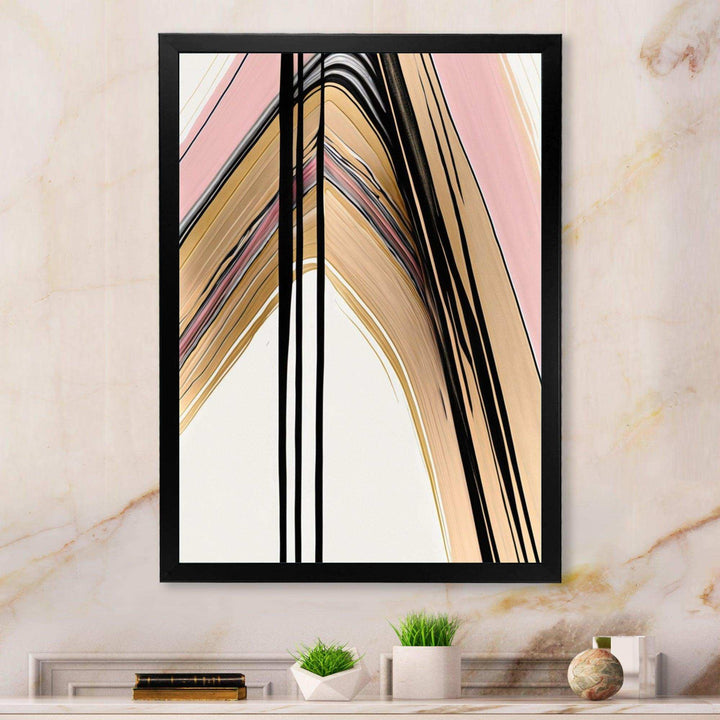 Minimalism Pink And Gold Cubic Fusion V - Modern Bedroom Wall Art