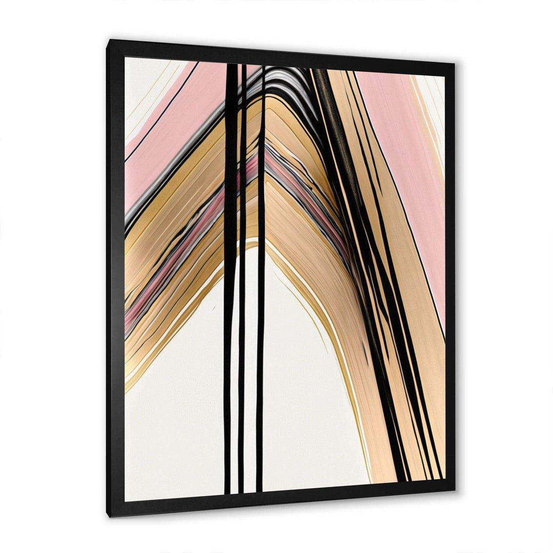 Minimalism Pink And Gold Cubic Fusion V - Modern Bedroom Wall Art