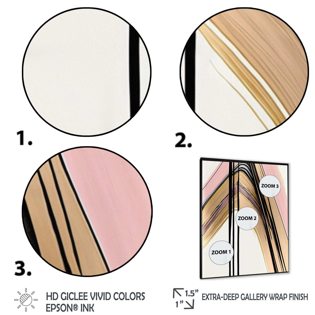 Minimalism Pink And Gold Cubic Fusion V - Modern Bedroom Wall Art