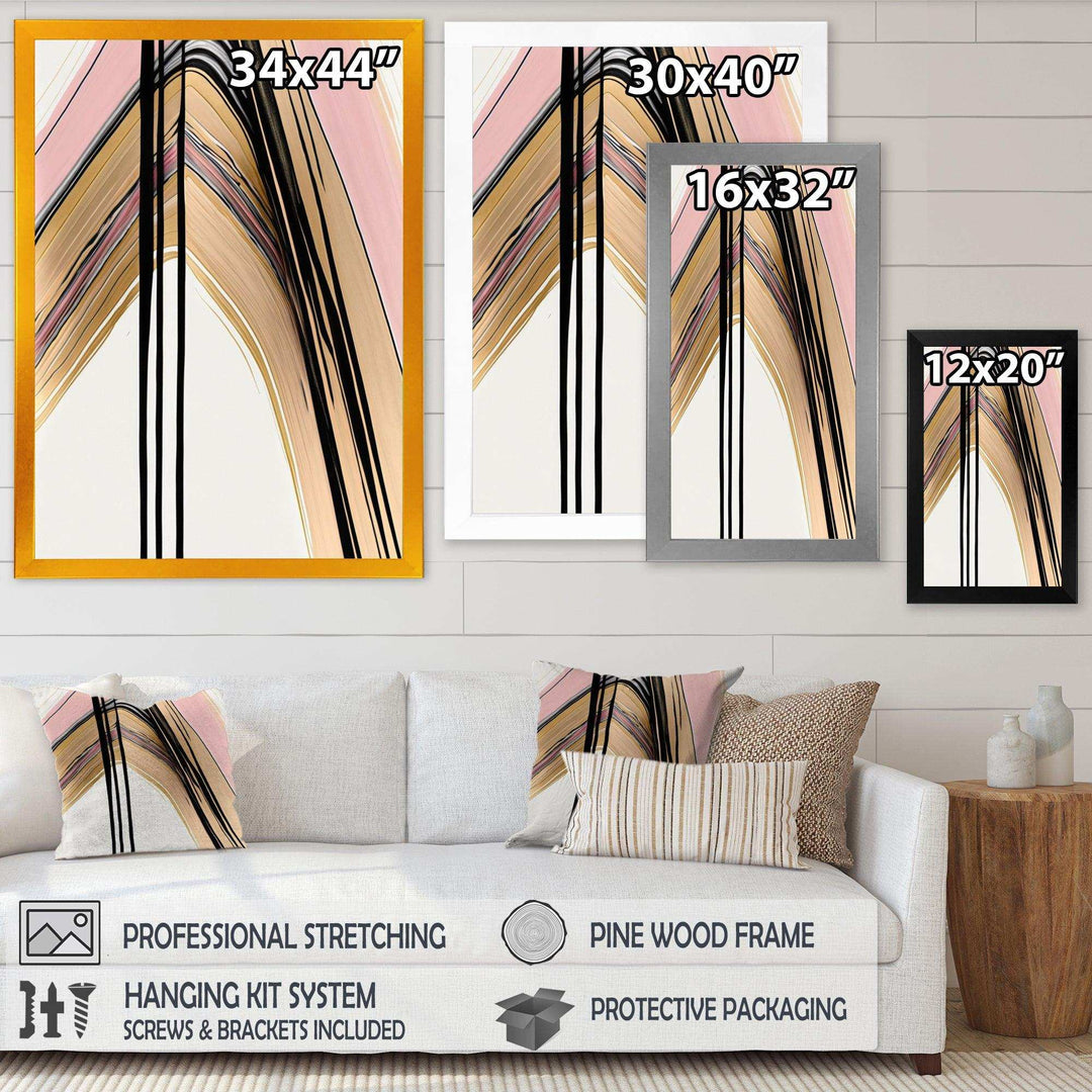 Minimalism Pink And Gold Cubic Fusion V - Modern Bedroom Wall Art
