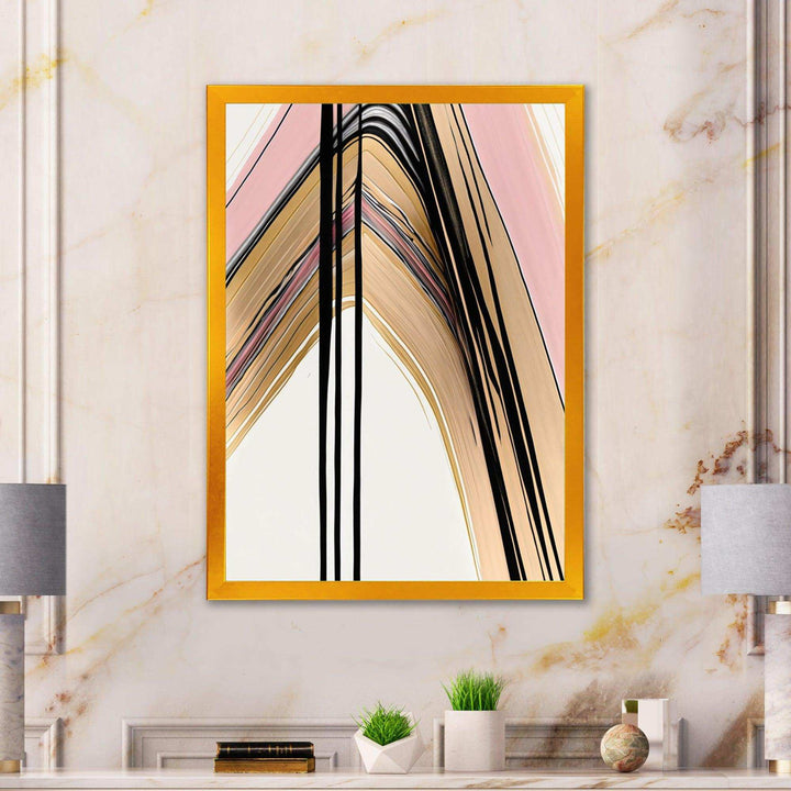 Minimalism Pink And Gold Cubic Fusion V - Modern Bedroom Wall Art