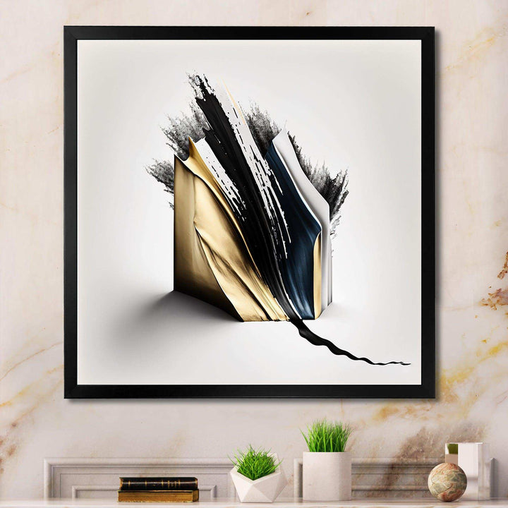 Black And Gold Cubic Expression VI - Modern Bedroom Wall Art