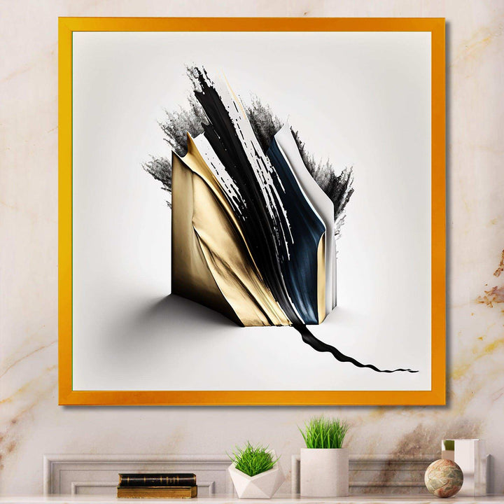 Black And Gold Cubic Expression VI - Modern Bedroom Wall Art
