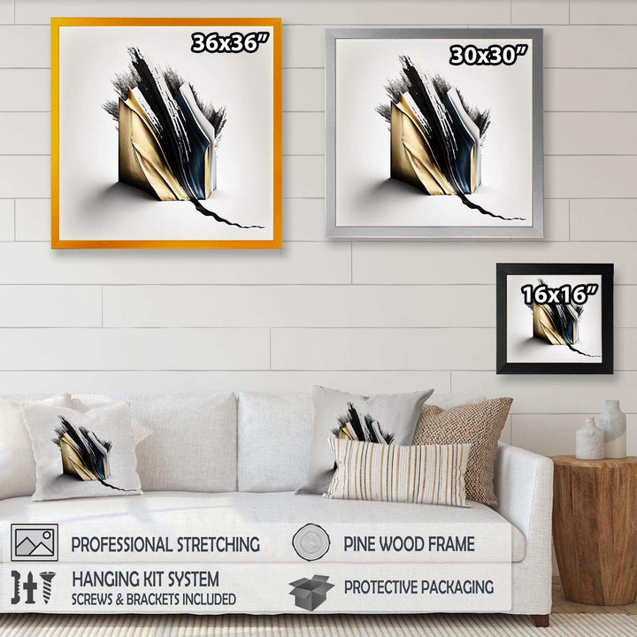 Black And Gold Cubic Expression VI - Modern Bedroom Wall Art