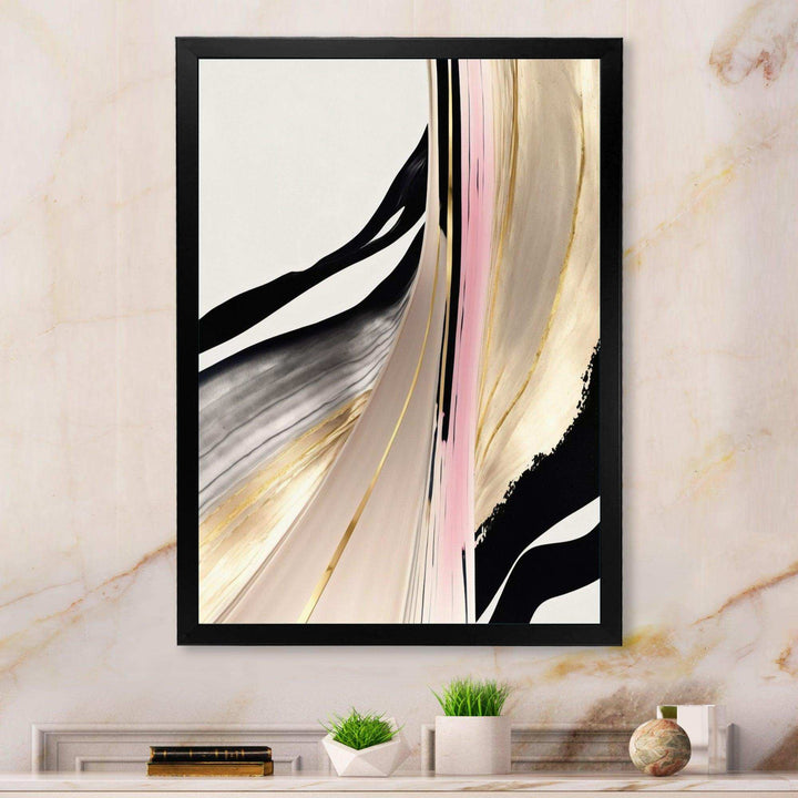 Minimalism Pink And Gold Cubic Fusion VII - Modern Living Room Wall Decor