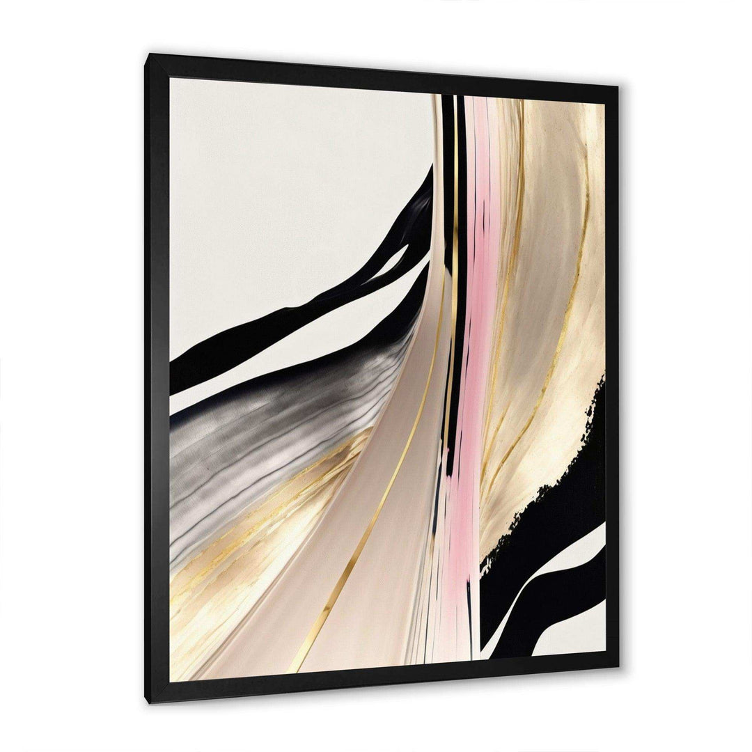 Minimalism Pink And Gold Cubic Fusion VII - Modern Living Room Wall Decor