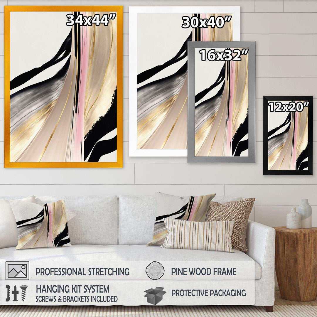 Minimalism Pink And Gold Cubic Fusion VII - Modern Living Room Wall Decor