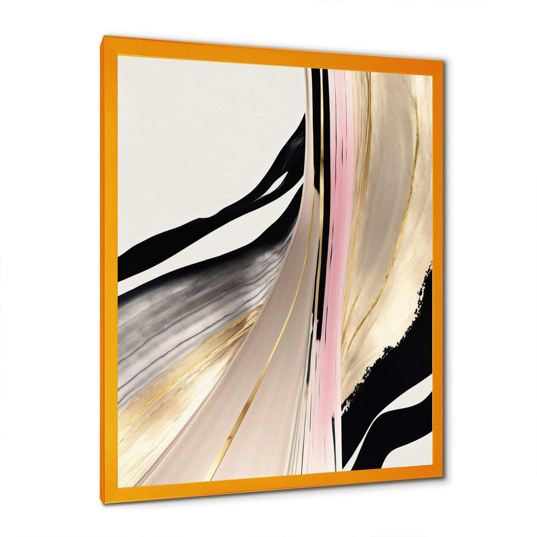 Minimalism Pink And Gold Cubic Fusion VII - Modern Living Room Wall Decor