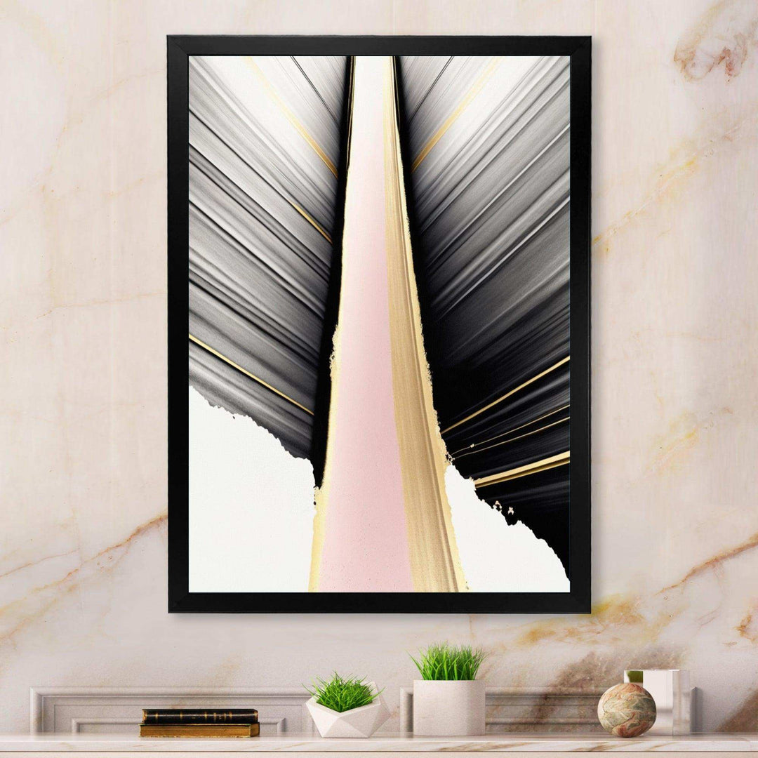 Minimalism Pink And Gold Cubic Fusion VIII - Modern Bedroom Wall Art